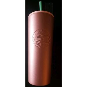 Starbucks 2019 Rose Gold Pink Glitter Stainless Steel Cup Tumbler 24oz Venti